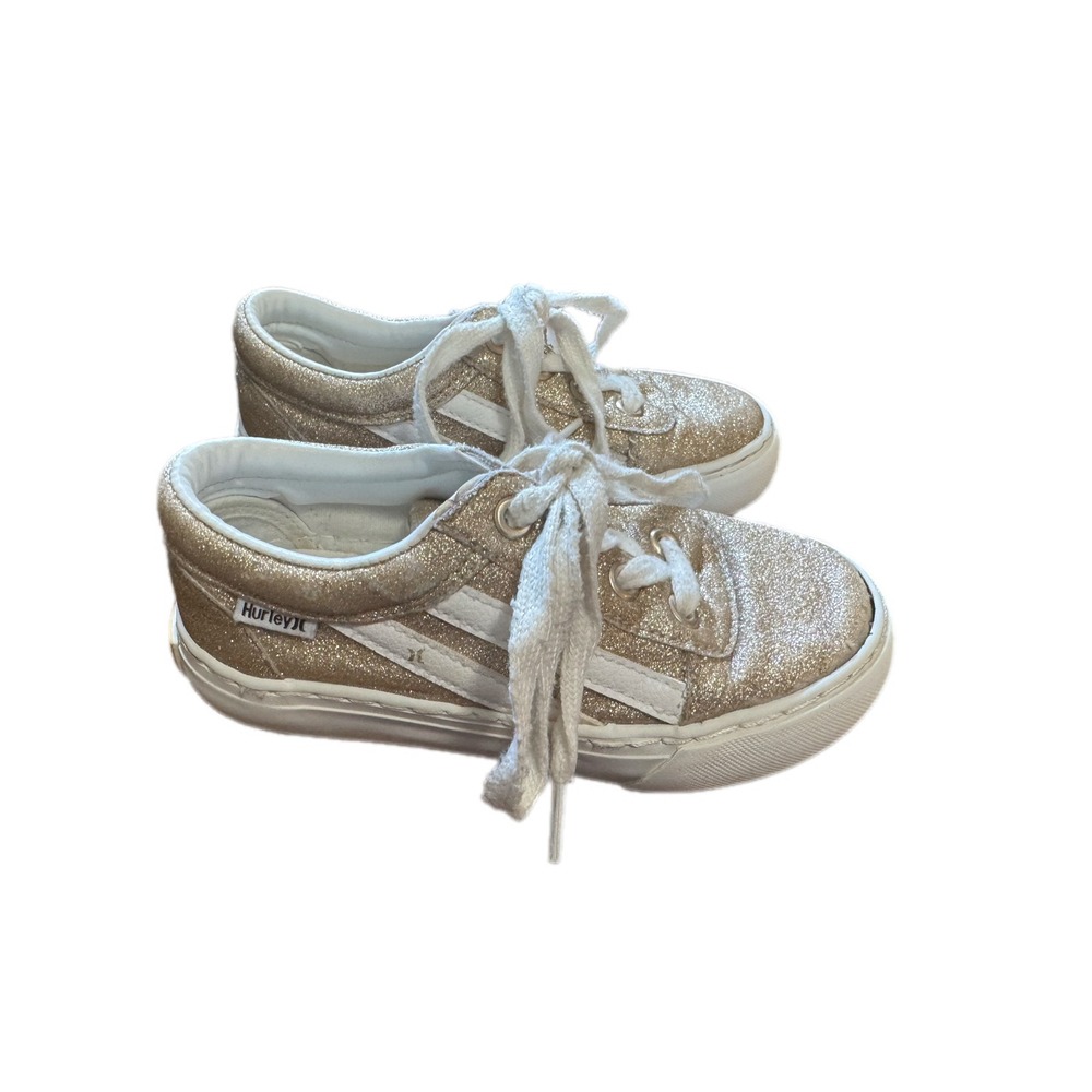 Hurley Boardy Sneakers Kids Size 11 Gold Glitter Low Top Lace Up